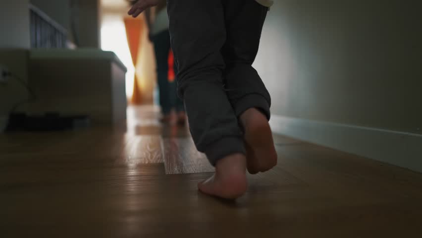 children running around house playing silhouette. happy family kid dream concept. kids feet running back view indoors light from dream window. children run and play. brother lifestyle sister run Royalty-Free Stock Footage #1103512681