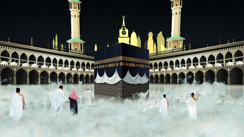 Eid Al Adha Al Mubarak in Haj Season Happy holiday video animation Translated as: "Blessed Sacrifice Feast" with makkah theme and prayers  Royalty-Free Stock Footage #1103515229