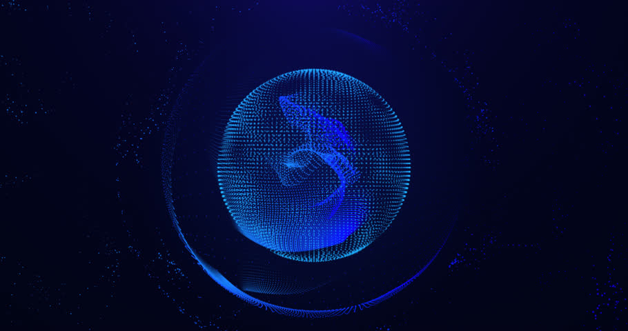 Blue abstract sphere made of particles and waves, energy futuristic blue moving ball , scientific futuristic atom molecule hi-tech background, Video 4k, Seamless loop Royalty-Free Stock Footage #1103516395