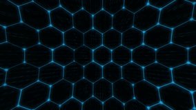 Blue on black Hexagon grid future background animation for technology concept backgrounds striped grid. Geometric graphic motion animation. Seamless looped backdrop. Simple elegant wallpaper - Powered by Shutterstock - Get 15% off with code: PIKWIZARD15