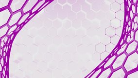 Purple velvet white Hexagon grid future background animation for technology concept backgrounds striped grid. Geometric graphic motion animation. Seamless looped backdrop. Simple elegant wallpaper
