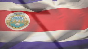 Animation of christian cross and flag of costa rica. Christianity, faith and religion concept digitally generated video.