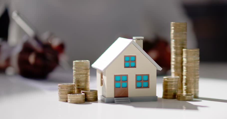 Paying House House Property Rent. Accountant With Calculator