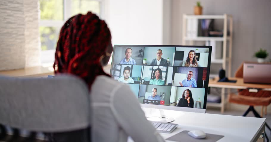 African Woman Video Conference Business Call On Computer Screen