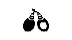 Black Musical instrument castanets icon isolated on white background. 4K Video motion graphic animation.