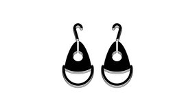 Black Earrings icon isolated on white background. Jewelry accessories. 4K Video motion graphic animation.