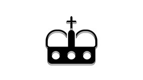 Black Crown of spain icon isolated on white background. 4K Video motion graphic animation.