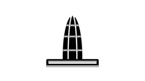 Black Agbar tower icon isolated on white background. Barcelona, Spain. 4K Video motion graphic animation.