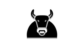 Black Bull icon isolated on white background. Spanish fighting bull. 4K Video motion graphic animation.