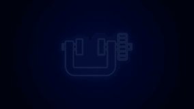 Glowing neon line Clamp and screw tool icon isolated on black background. Locksmith tool. 4K Video motion graphic animation.