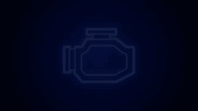 Glowing neon line Check engine icon isolated on black background. 4K Video motion graphic animation.