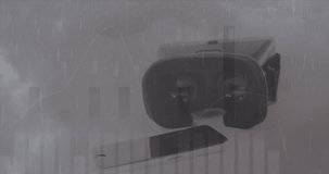 Animation of interface with data processing against smartphone and vr headset on office desk. Computer interface and futuristic business technology concept - Powered by Shutterstock - Get 15% off with code: PIKWIZARD15