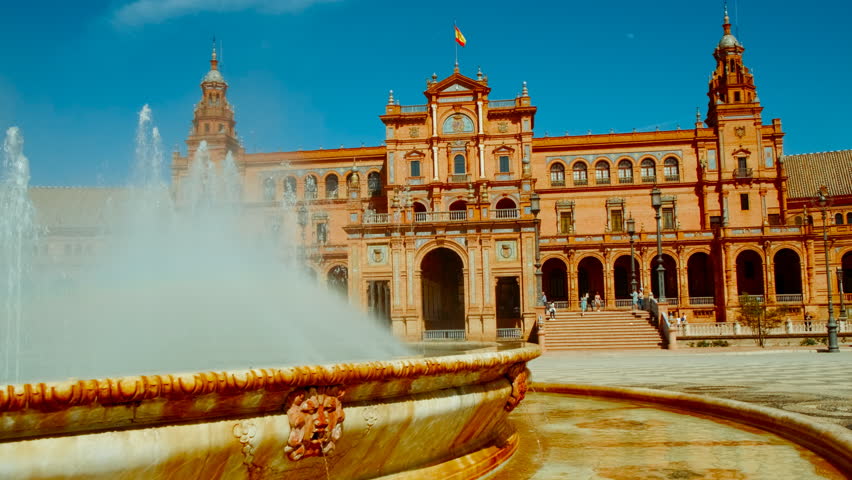 The stunning Plaza de Espana, Seville, Andalusia, Spain, built for the Ibero-American Exposition of 1929, designed by Anibal Gonzalez
