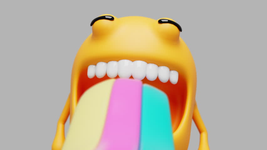 Abstract character burping a rainbow. Allegory ha a child's mood. 