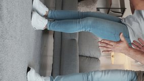 Vertical video. Family joy. Funny entertainment. Unrecognizable mother father and daughter dancing moving hands all together in light home interior motion view. - Powered by Shutterstock - Get 15% off with code: PIKWIZARD15