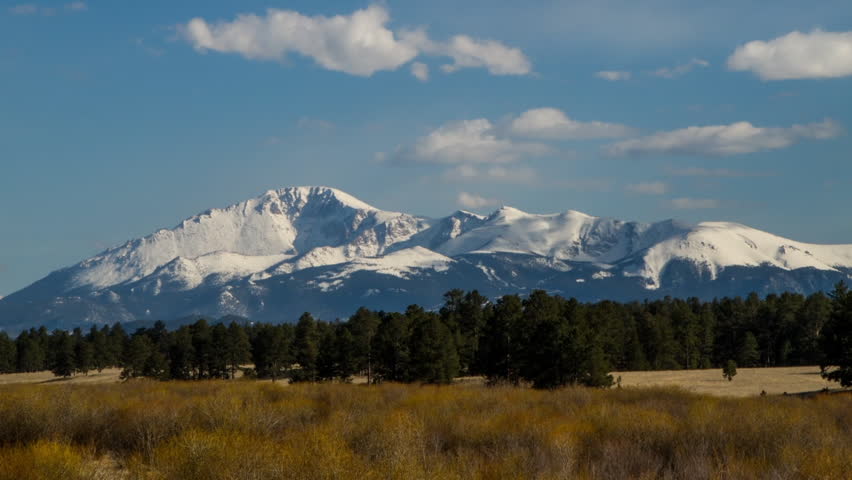 Lockdown Time Lapse Shot Of Beautiful Landscape With Snowcapped Mountains Against Sky - Flagstaff, Arizona Royalty-Free Stock Footage #1103572527