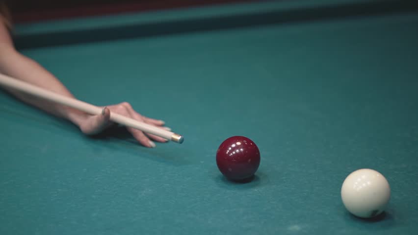 Russian billiards. close-up. Hitting a billiard ball with a cue ball. High-quality FullHD video recording | Shutterstock HD Video #1103574371