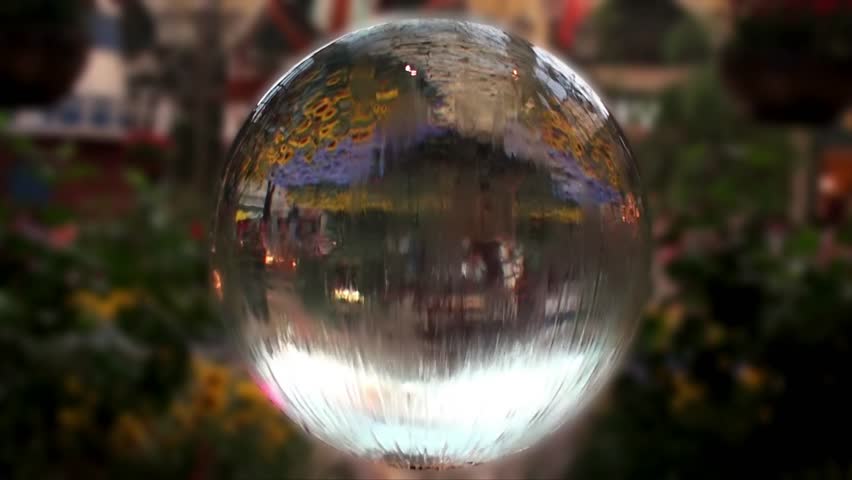 Sphere water fountain in the Resort conservatory. Las Vegas, Nevada, USA