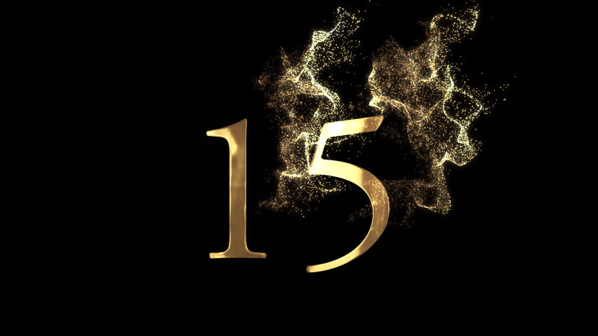 Golden number 15 from particles, numbering, fifteen, golden numbers, alpha channel