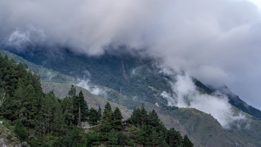 Timelapse footage of eautiful volcanoes in the city of Banos, Ecuador. Amazing sunset.