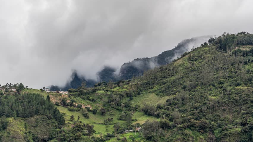 Timelapse footage of eautiful volcanoes in the city of Banos, Ecuador. Amazing sunset.