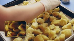 video collage of Roasted Potatoes Recipe for a Big Family. Soft Inside, crispy Outside 4K