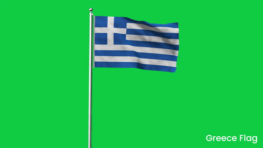High detailed flag of Greece. National Greece flag. Europe. Greece waving flag in the sky. 3D rendering. Green Background. Royalty-Free Stock Footage #1103589101