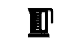 Black Electric kettle icon isolated on white background. Teapot icon. 4K Video motion graphic animation.