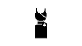 Black Woman dress icon isolated on white background. Clothes sign. 4K Video motion graphic animation.