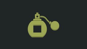 Green Perfume icon isolated on black background. 4K Video motion graphic animation.