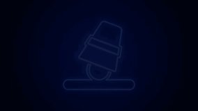 Glowing neon line Game thimbles icon isolated on black background. Ball and glass. Chance and fortune concept. 4K Video motion graphic animation.