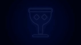 Glowing neon line Medieval goblet icon isolated on black background. Holy grail. 4K Video motion graphic animation.