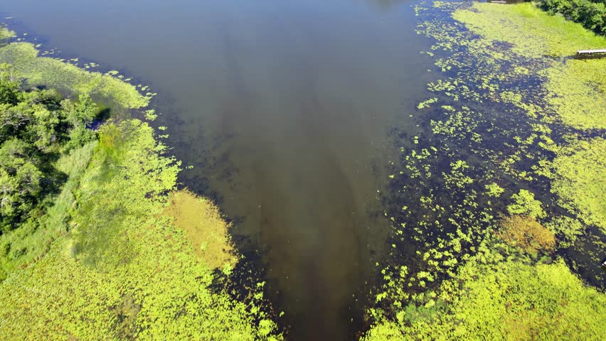 Flying over lakes and rivers in Minnesota.
