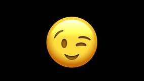 Winking Face Animated Emoji. Alpha channel, transparent background. 4K resolution loop animation.  - Powered by Shutterstock - Get 15% off with code: PIKWIZARD15