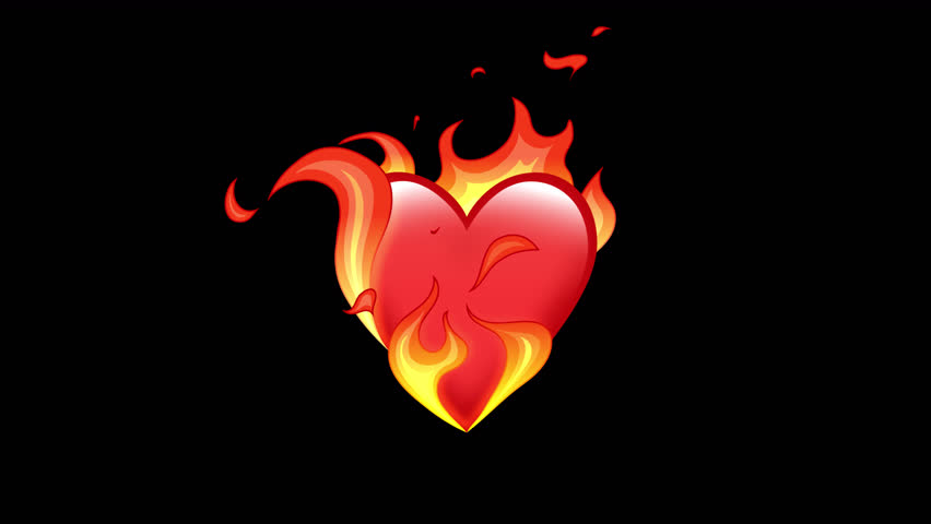 Heart on Fire Animated Emoji. Alpha channel, transparent background. 4K resolution loop animation.  Royalty-Free Stock Footage #1103604363