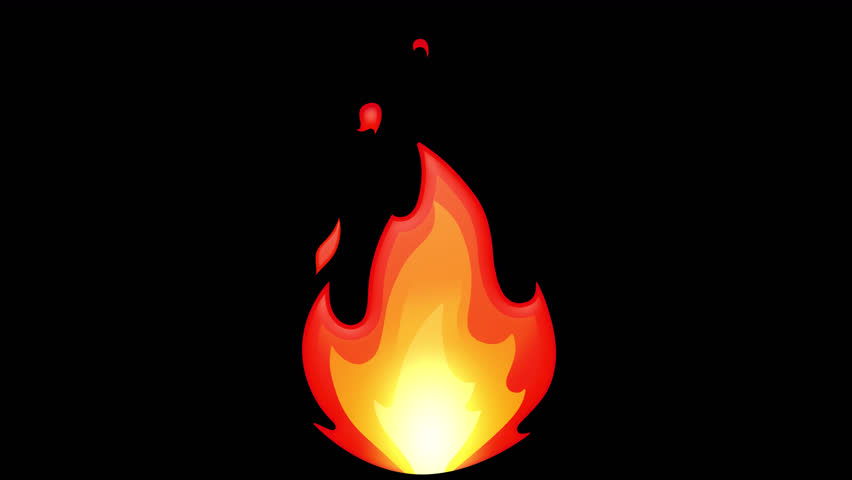 Fire Animated Emoji. Alpha channel, transparent background. 4K resolution loop animation. 
