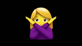 Woman Gesturing No Animated Emoji. Alpha channel, transparent background. 4K resolution loop animation.  - Powered by Shutterstock - Get 15% off with code: PIKWIZARD15