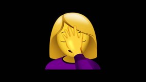 Woman Face palming Animated Emoji. Alpha channel, transparent background. 4K resolution loop animation.  - Powered by Shutterstock - Get 15% off with code: PIKWIZARD15