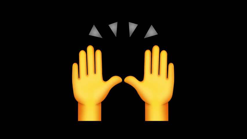 Raising Hands Animated Emoji. Alpha channel, transparent background. 4K resolution loop animation. 