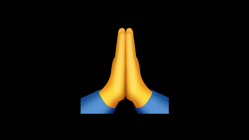 Folded Hands Animated Emoji. Alpha channel, transparent background. 4K resolution loop animation. 
