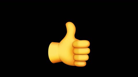 Thumbs Up Animated Emoji. Alpha channel, transparent background. 4K resolution loop animation.  - Βίντεο στοκ