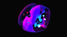 3d render of abstract art of surreal object bubbles balls spheres glass drops water liquid in neon glowing blue purple pink gradient color in transition deformation process on black background - Powered by Shutterstock - Get 15% off with code: PIKWIZARD15