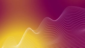 Abstract background for music and sound concept with lines waves animation in loop. Flat waves animation with white lines