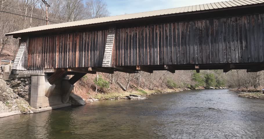 Video of the historic Livingston Manor Van Tran Flat wooden covered bridge in the Town of Rockland NY.
