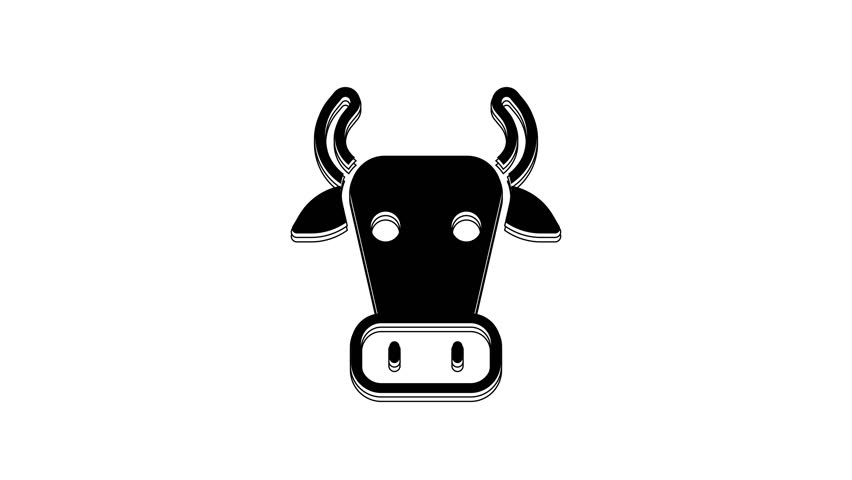 Black Cow icon isolated on white background. 4K Video motion graphic animation.