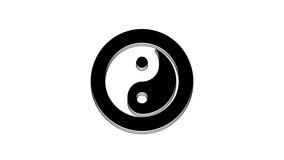 Black Yin Yang symbol of harmony and balance icon isolated on white background. 4K Video motion graphic animation.