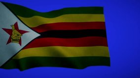Zimbabwe Flag in windy time with green screen for better blend in movie clips