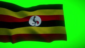 Uganda Flag in windy time with green screen for better blend in movie clips