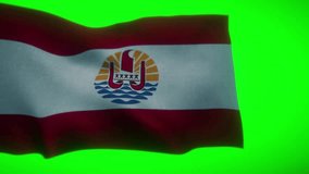 Flag of French polynesia in windy time with green screen for better blend in movie clips
