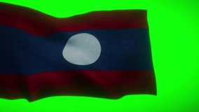 Flag of Laos in windy time with green screen for better blend in movie clips